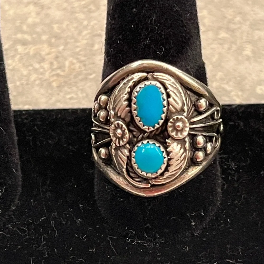Sterling Turquoise Ring Size 13.5 Native American - Picture 4 of 11